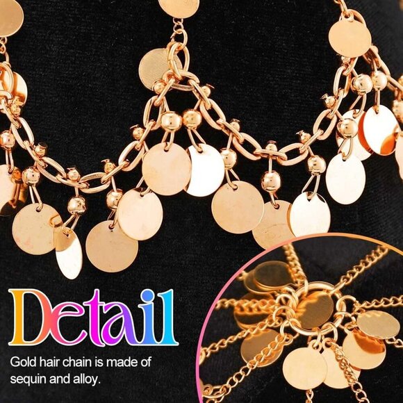 Sequin Head Chain Gold Headpiece Festival Costume Accessory for Women main image 5